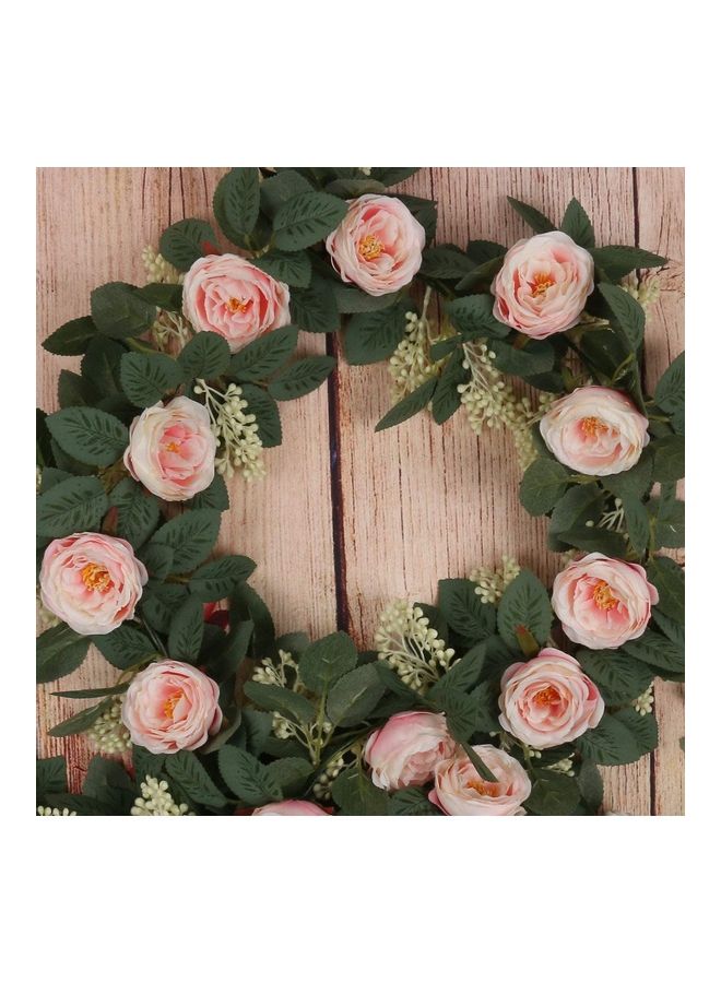 XiuWoo 2-Piece Artificial Rose Vine Garland Pink/Green - Image 4