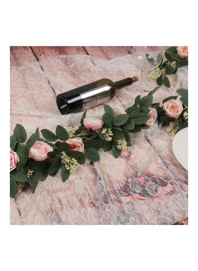 XiuWoo 2-Piece Artificial Rose Vine Garland Pink/Green - Image 5