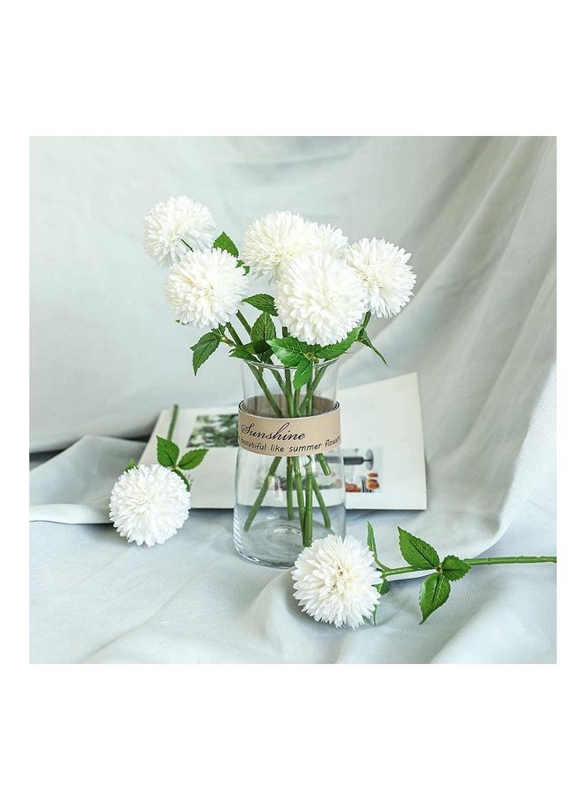 XiuWoo 12-Piece Artificial Chrysanthemum Ball Flower White/Green - Image 5