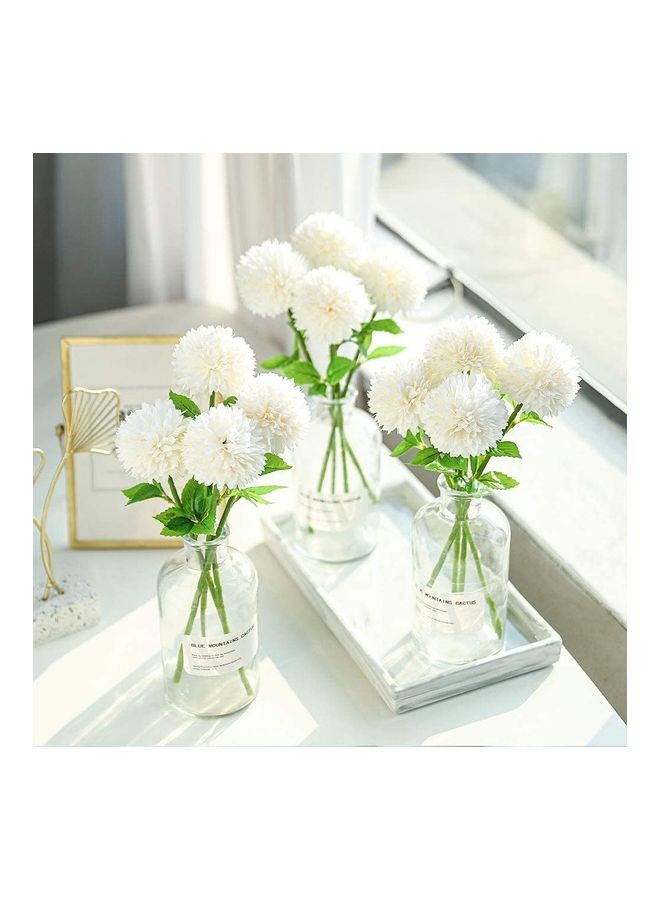 XiuWoo 12-Piece Artificial Chrysanthemum Ball Flower White/Green - Image 1