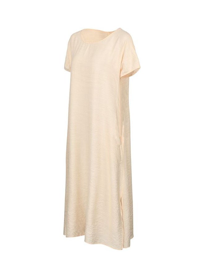 ماركة غير محددة فستان متوسط الطول برقبة دائرية . بيج  - Image 3