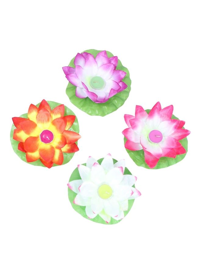 XiuWoo 4-Pack Artificial Floating Lotus, Lily Flower Blessing Light Multicolour  - Image 1