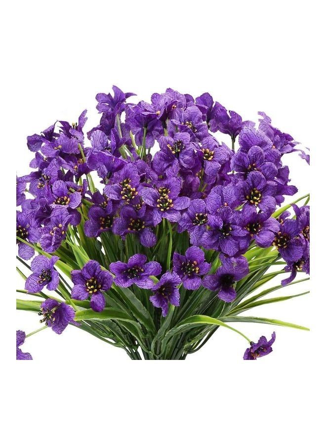 شو وو باقة زهور زينة صناعية للأماكن الخارجية، مقاومة للأشعة فوق البنفسجية، من 6 قطع الأرجواني/ الأخضر - Image 1