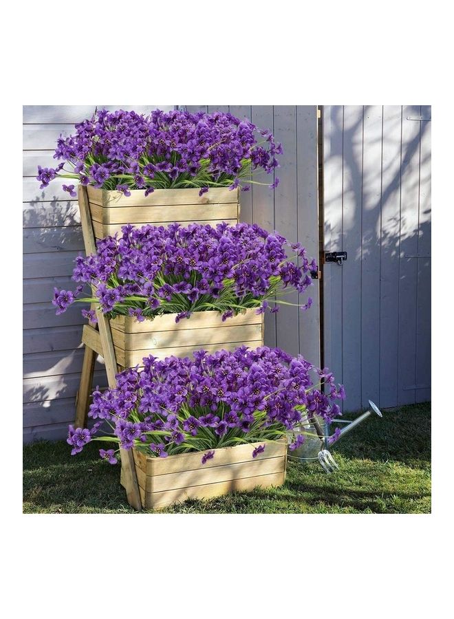 شو وو باقة زهور زينة صناعية للأماكن الخارجية، مقاومة للأشعة فوق البنفسجية، من 6 قطع الأرجواني/ الأخضر - Image 3