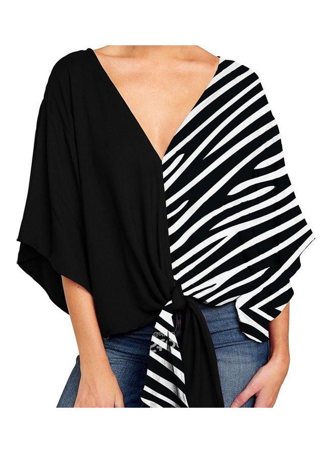 V-Neck Casual Shirts Black/White - Image 1