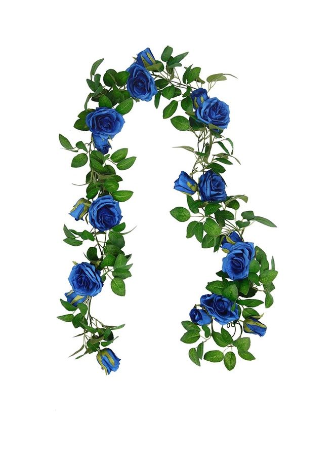 XiuWoo 3-Piece Artificial Rose Flower Vine with Green Leaves Blue/Green - Image 1