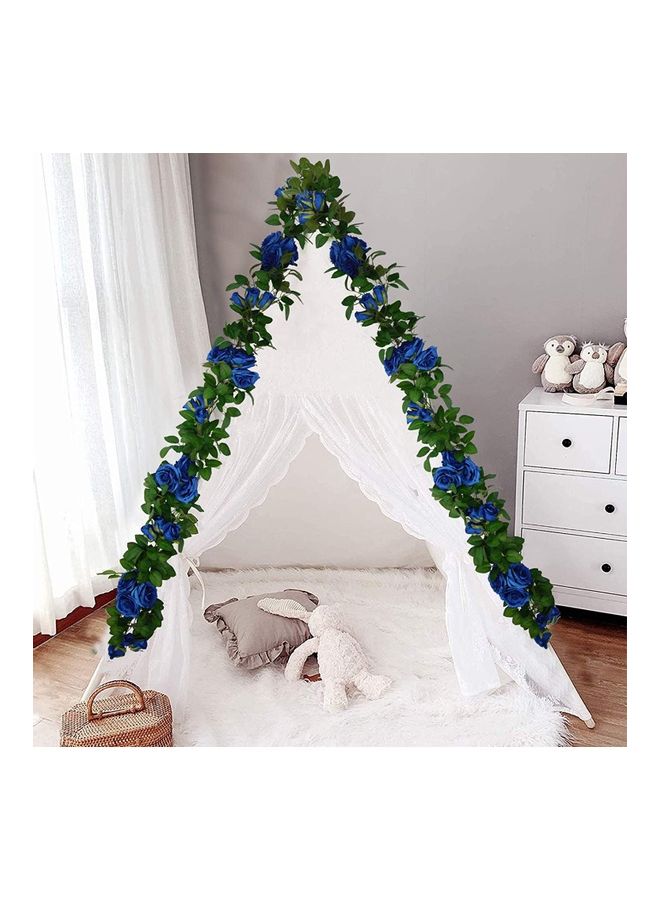 XiuWoo 3-Piece Artificial Rose Flower Vine with Green Leaves Blue/Green - Image 2
