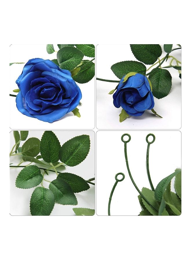 XiuWoo 3-Piece Artificial Rose Flower Vine with Green Leaves Blue/Green - Image 4