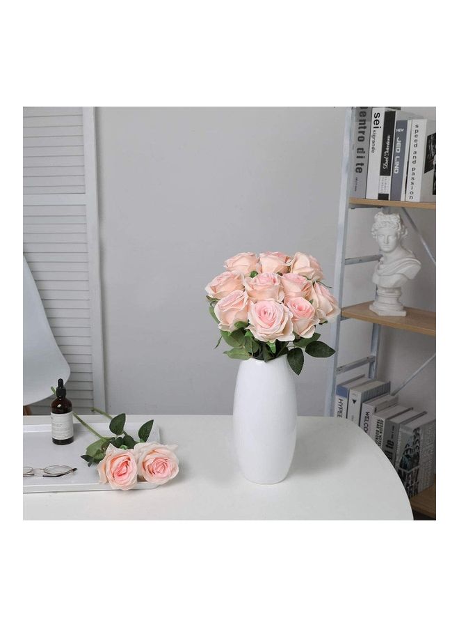 XiuWoo 10-Piece Artificial Silk Rose Stem Pink/Green  - Image 2