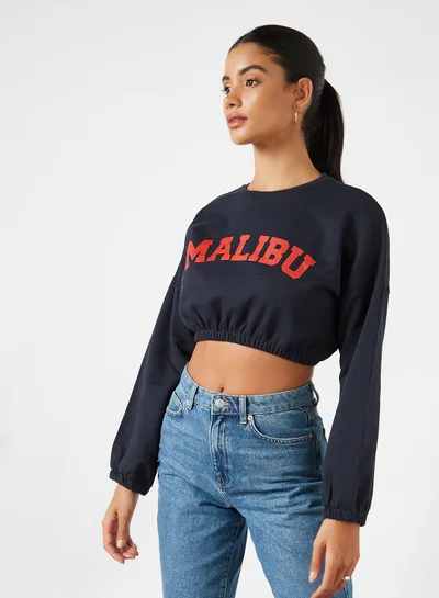 trendyol Malibu Cropped Sweatshirt Navy