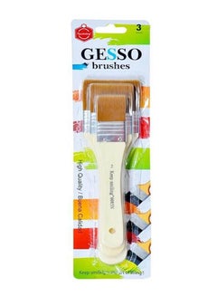 Keep Smiling Professional Gesso Brushes Flat Tip -3Pcs - 2,4,6 - No:A6085N White/Silver/Brown 