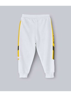 babyqlo Slogan Side Stripe Detail Mid-Rise Joggers White/Yellow/Black  - Image 2