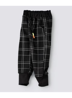 babyqlo Checked Printed Mid -Rise Joggers Black/White  - Image 2
