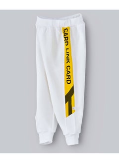 babyqlo Slogan Side Stripe Detail Mid-Rise Joggers White/Yellow/Black  - Image 3