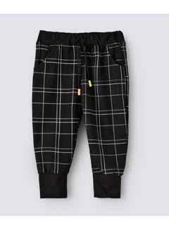 babyqlo Checked Printed Mid -Rise Joggers Black/White  - Image 1