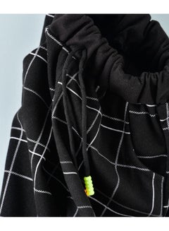 babyqlo Checked Printed Mid -Rise Joggers Black/White  - Image 3