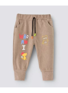 babyqlo Graphic Printed Mid-Rise Joggers Brown  - Image 1