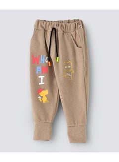 babyqlo Graphic Printed Mid-Rise Joggers Brown  - Image 3