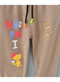 babyqlo Graphic Printed Mid-Rise Joggers Brown  - Image 4