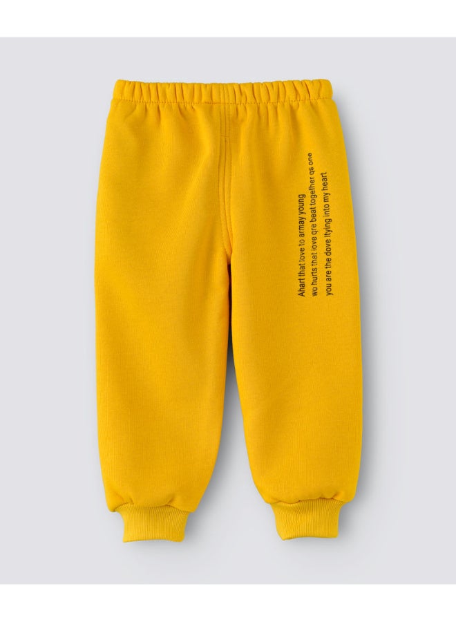 babyqlo - Slogan Printed Mid-Rise Joggers Yellow - Image 1