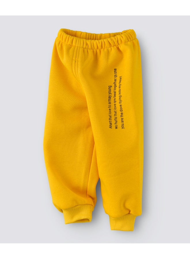babyqlo - Slogan Printed Mid-Rise Joggers Yellow - Image 1