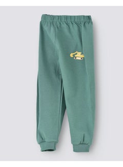 babyqlo Solid Pattern Mid-Rise Joggers Green/Yellow  - Image 2