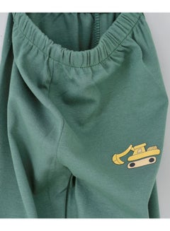 babyqlo Solid Pattern Mid-Rise Joggers Green/Yellow  - Image 3