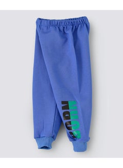 babyqlo Slogan Printed Mid-Rise Joggers Blue/Black/Green  - Image 4
