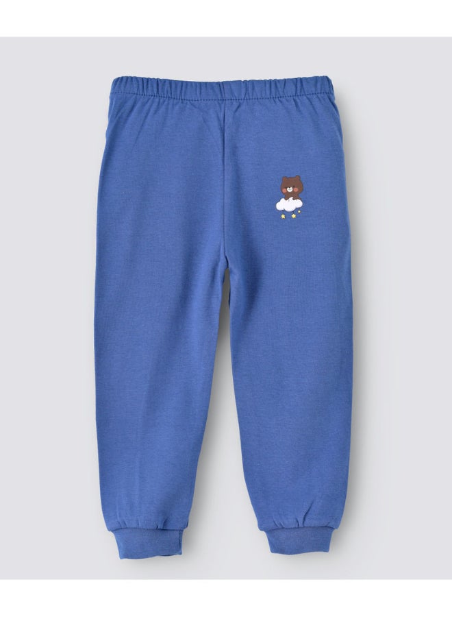 babyqlo Solid Pattern Mid-Rise Joggers Blue - Image 1