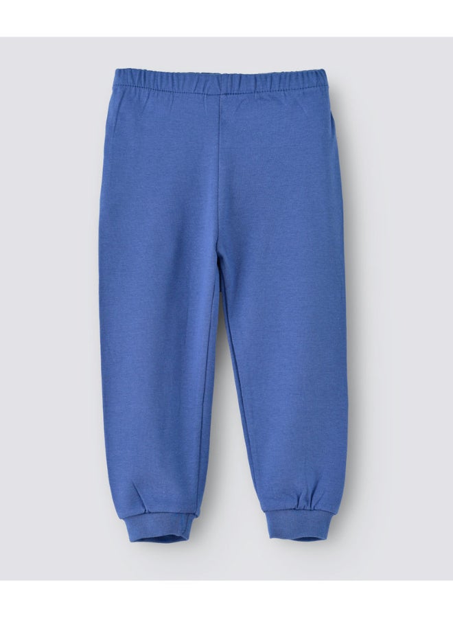 babyqlo Solid Pattern Mid-Rise Joggers Blue - Image 2