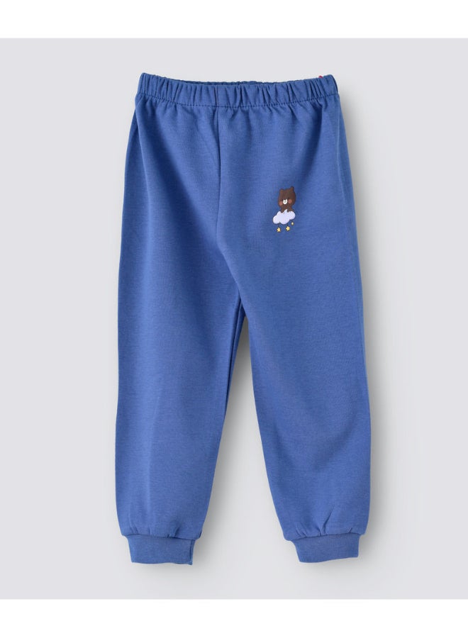 babyqlo Solid Pattern Mid-Rise Joggers Blue - Image 3
