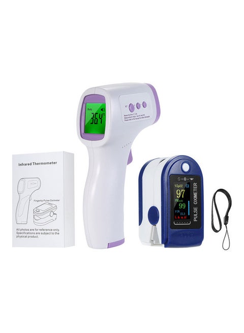 2-Piece Digital Infrared Thermometer And Pulse Oximeter Set