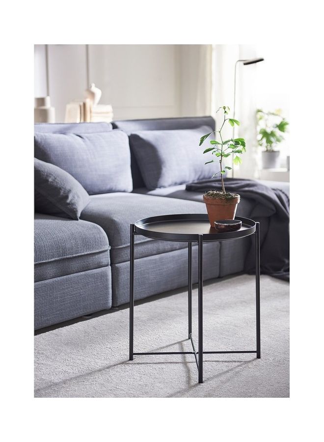Eworld Round Coffee Serving Tray Table Black  - Image 3