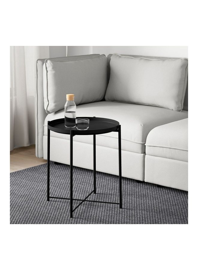 Eworld Round Coffee Serving Tray Table Black  - Image 4