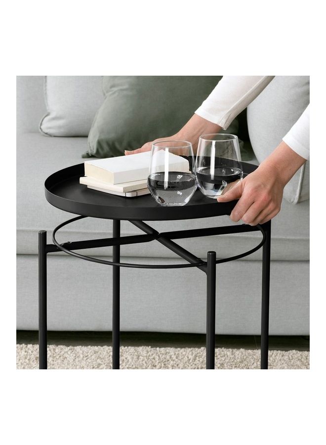 Eworld Round Coffee Serving Tray Table Black  - Image 5