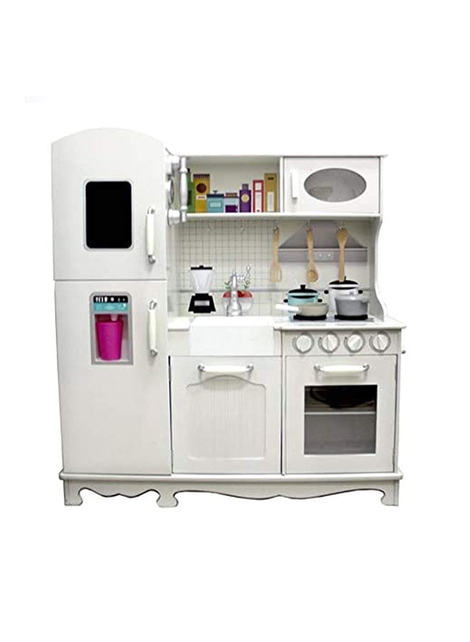 AGD Wooden Authentic Detailing Rich Unique Design Pretend Kitchen Play Set For Kids - White 95x30x103cm  - Image 1
