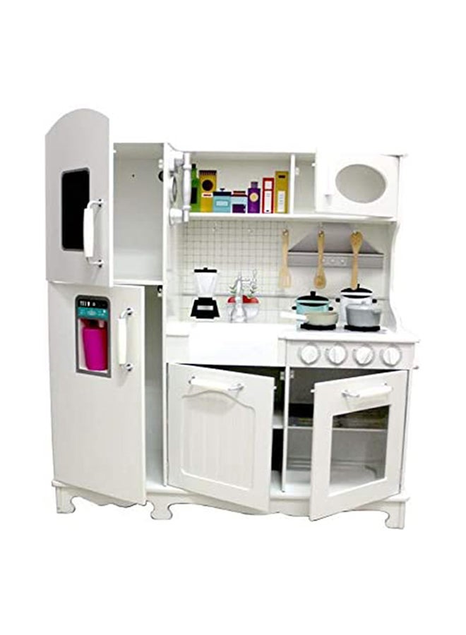 AGD Wooden Authentic Detailing Rich Unique Design Pretend Kitchen Play Set For Kids - White 95x30x103cm  - Image 2