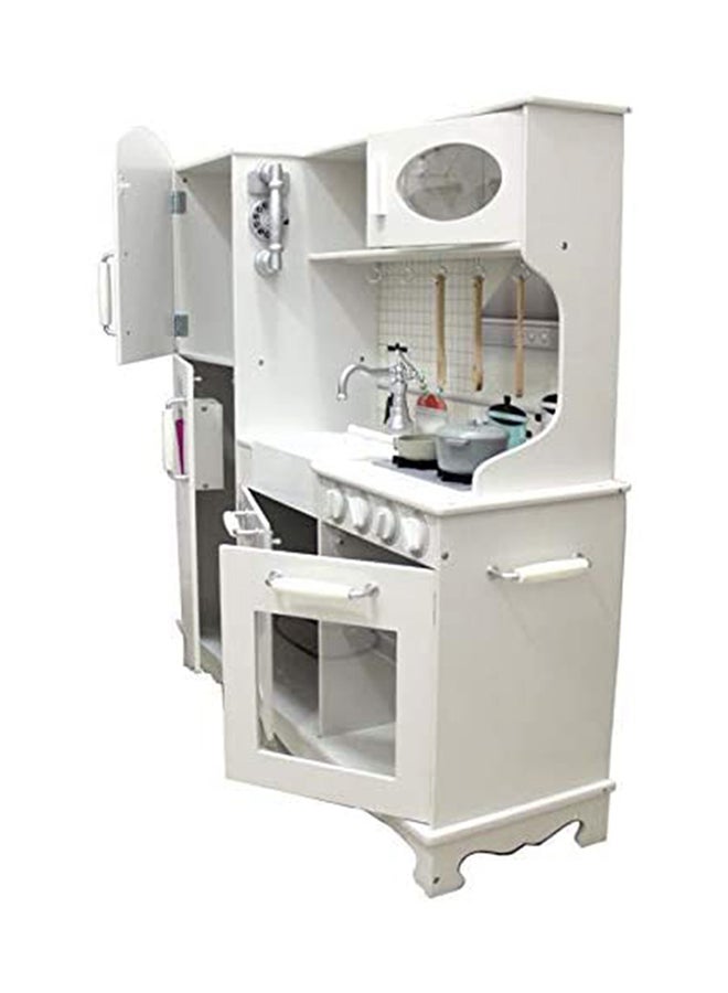 AGD Wooden Authentic Detailing Rich Unique Design Pretend Kitchen Play Set For Kids - White 95x30x103cm  - Image 3