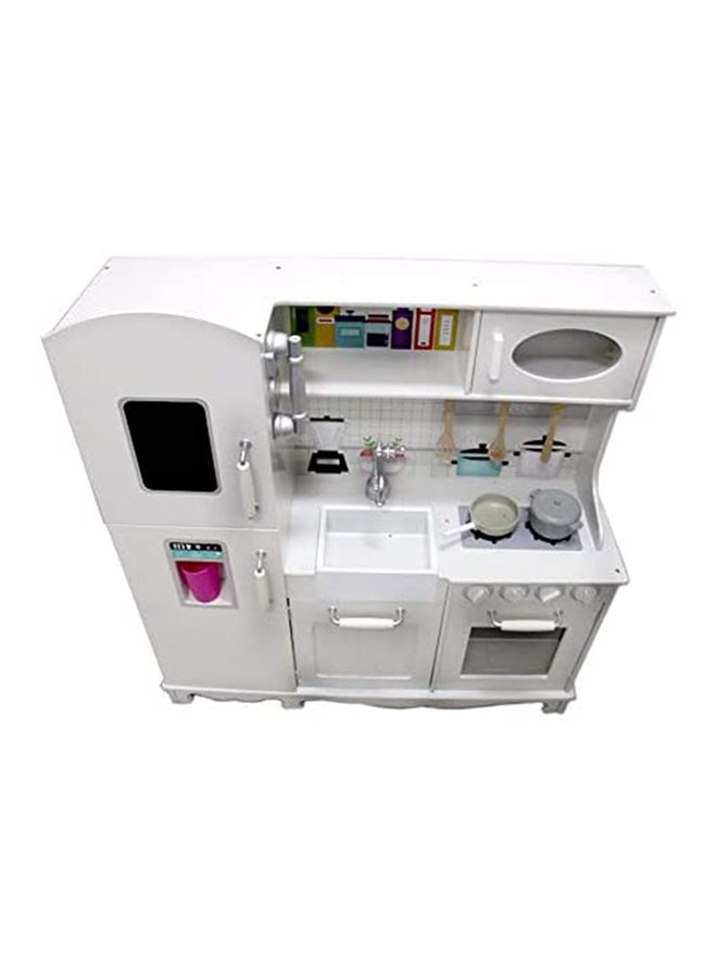AGD Wooden Authentic Detailing Rich Unique Design Pretend Kitchen Play Set For Kids - White 95x30x103cm  - Image 4