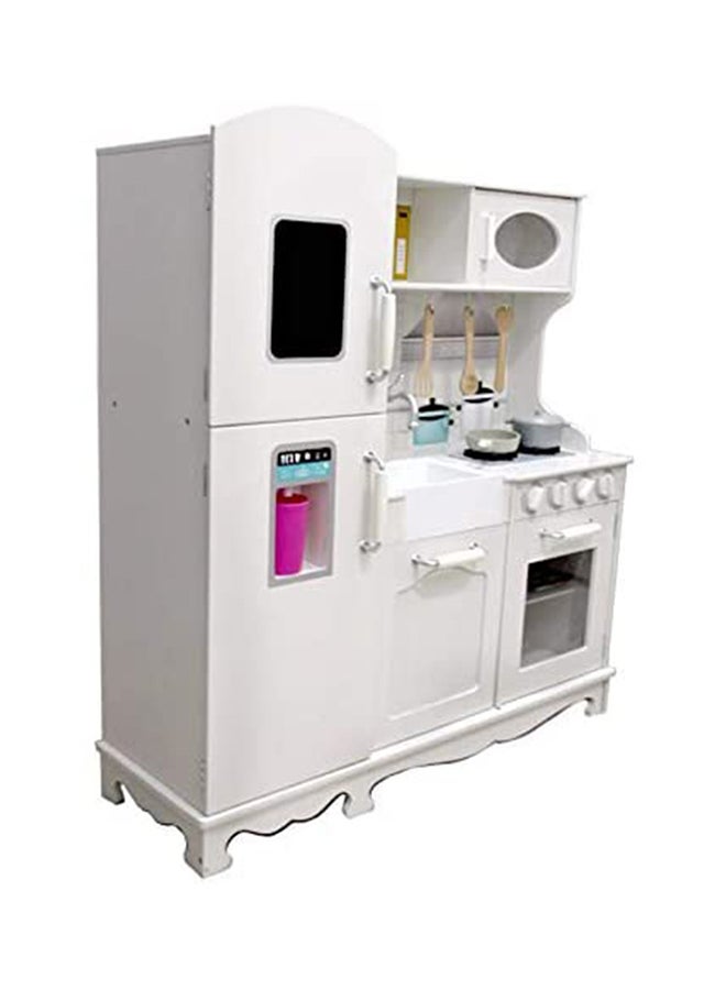 AGD Wooden Authentic Detailing Rich Unique Design Pretend Kitchen Play Set For Kids - White 95x30x103cm  - Image 5