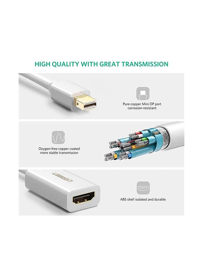 Ugreen - Mini DisplayPort to HDMI Adapter Male to Female Thunderbolt 2.0  Transfer Compatible for Apple MacBook Pro MacBook Air Microsoft Surface Pro 4 3 Google Chromebook White - Image 1