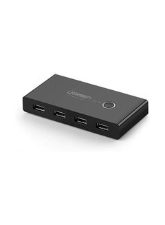 موزع منافذ USB لجهازي كمبيوتر للتوصيل بـ 4 أجهزة ملحقة بمنفذ USB 2.0 للماوس ولوحة المفاتيح والماسح الضوئي والطابعة وأجهزة الكمبيوتر بزرٍ واحد للتبديل وكابلين بمنفذ USB A إلى A أسود