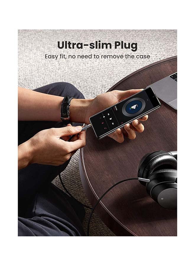 Ugreen - 1M 3.5mm Audio Cable Aux Cable Braided Male to Male Stereo Auxiliary Aux Jack for iPhone iPad Samsung Smartphones Tablets Car Home Stereos Headphones Speaker Black - Image 1