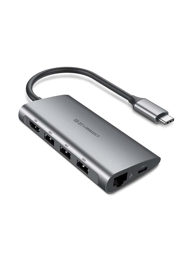 Ugreen USB C 8 in 1 Hub Multiport Adapter 3.1 Type C Dock Station with 4K HDMI, SD Card Reader, PD Charger Port, Gigabit Ethernet, 3 USB 3.0 Ports for Macbook Pro/Air, iPad Pro 2021,Samsung,Huawei etc Silver  - Image 1