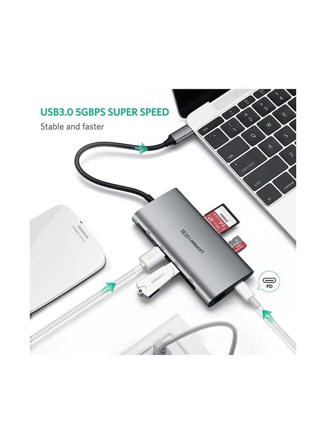 Ugreen USB C 8 in 1 Hub Multiport Adapter 3.1 Type C Dock Station with 4K HDMI, SD Card Reader, PD Charger Port, Gigabit Ethernet, 3 USB 3.0 Ports for Macbook Pro/Air, iPad Pro 2021,Samsung,Huawei etc Silver  - Image 4