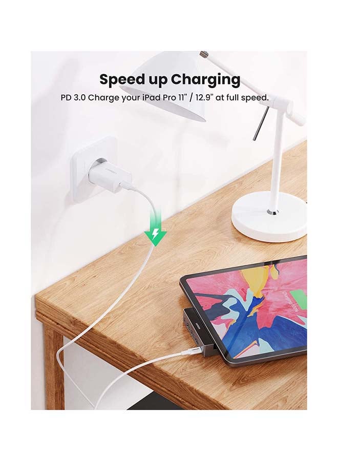Ugreen - 5 In 1 USB C iPad Pro Hub Adapter With 4K HDMI Silver - Image 1
