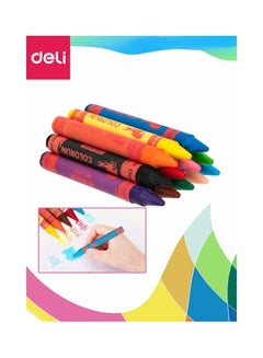 Deli 12-Piece Wax Thick Barrel Crayon Multicolour  - Image 1