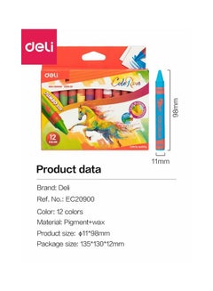 Deli 12-Piece Wax Thick Barrel Crayon Multicolour  - Image 2