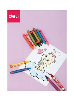 Deli 12-Piece Wax Thick Barrel Crayon Multicolour  - Image 3