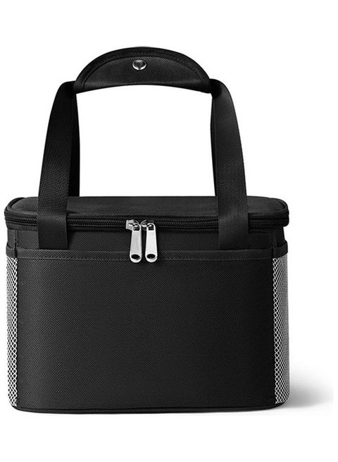 Thermal Insulated Lunch Bag Cotton Black/White 25x20cm
